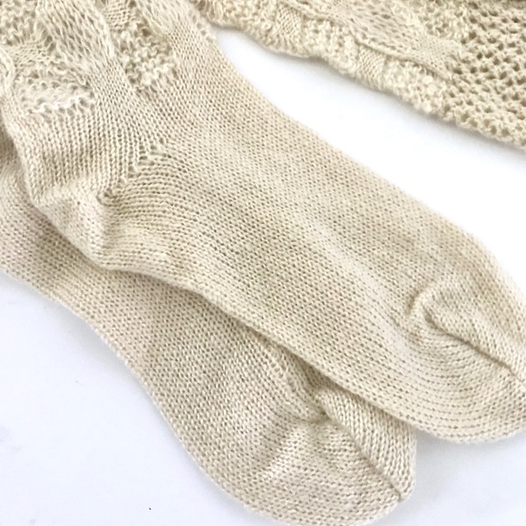 Cream Boot Stockings/Socks Open Knit Pattern - Picture 4 of 5